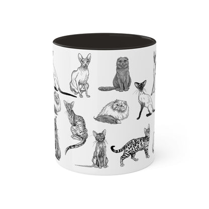 Illustrated Cat Breeds 11oz Ceramic Two-Tone Mug