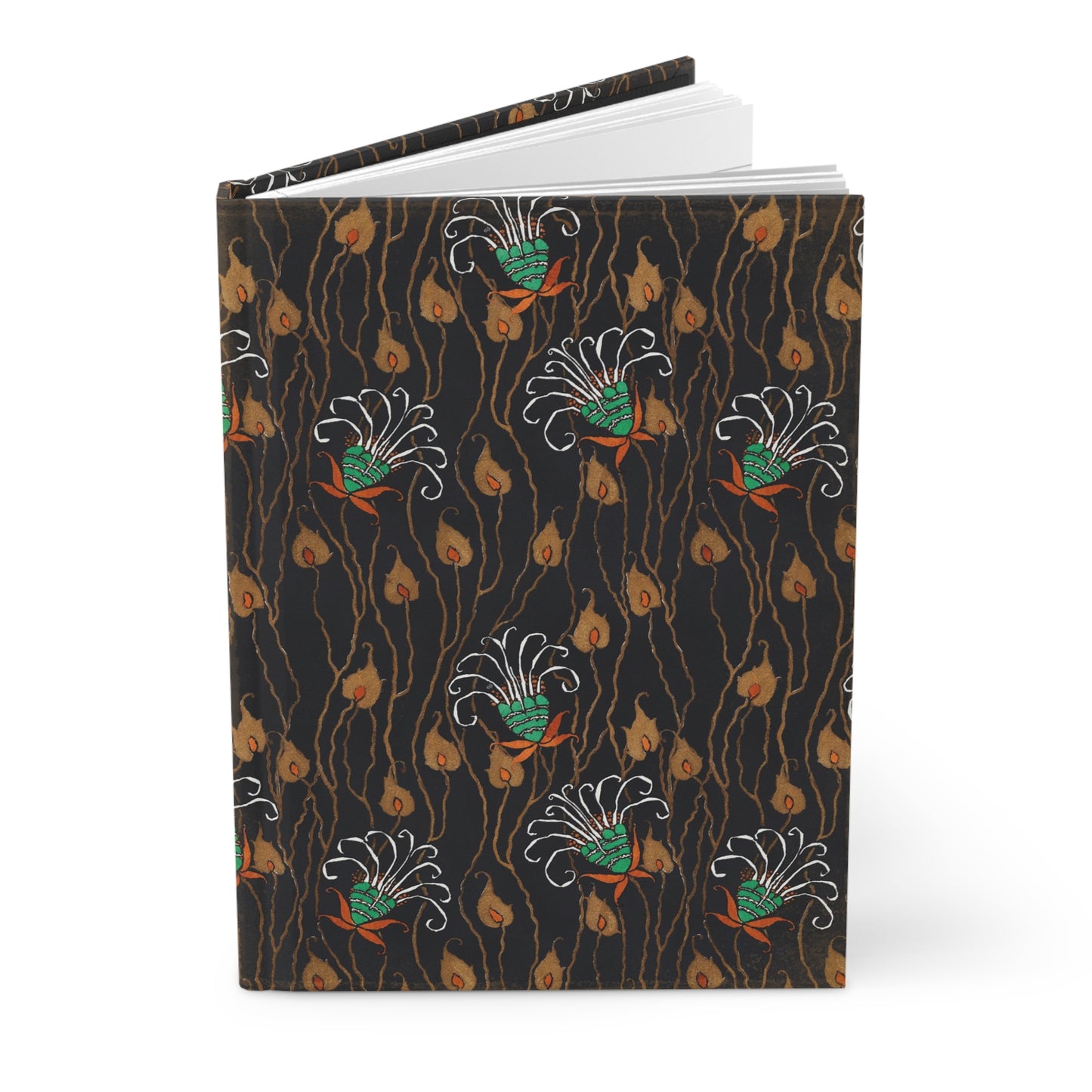 Abstract Art Deco Floral Wisps Matte Hardcover Journal