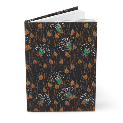 Abstract Art Deco Floral Wisps Matte Hardcover Journal