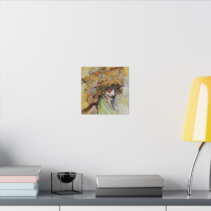 Golden Seer Stretched Square Canvas Print, Wrapped Wall Art with Hardware 0.75" depth
