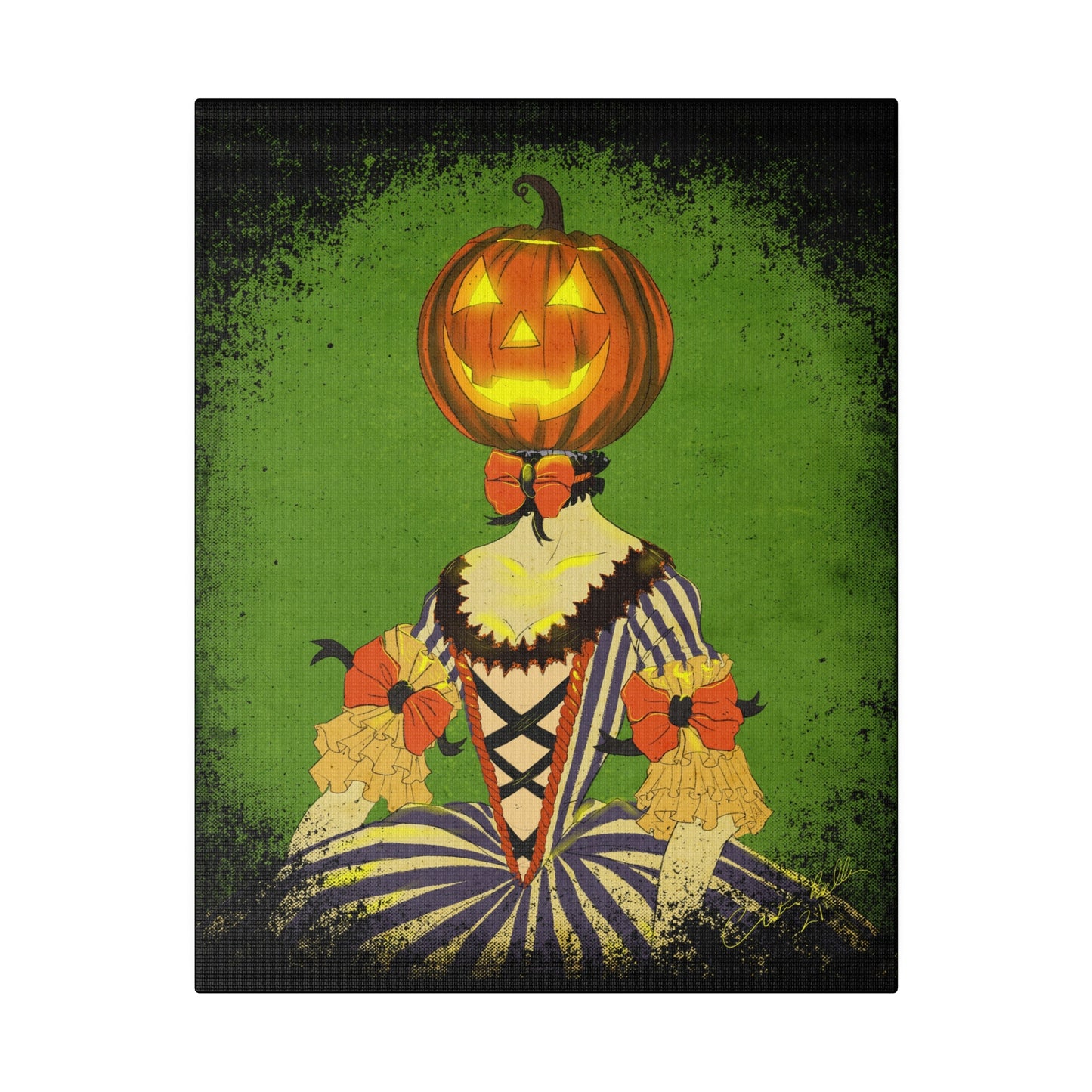 Pumpkinhead Marie Stretched Canvas Print, Wrapped Wall Art with Hardware 0.75" depth