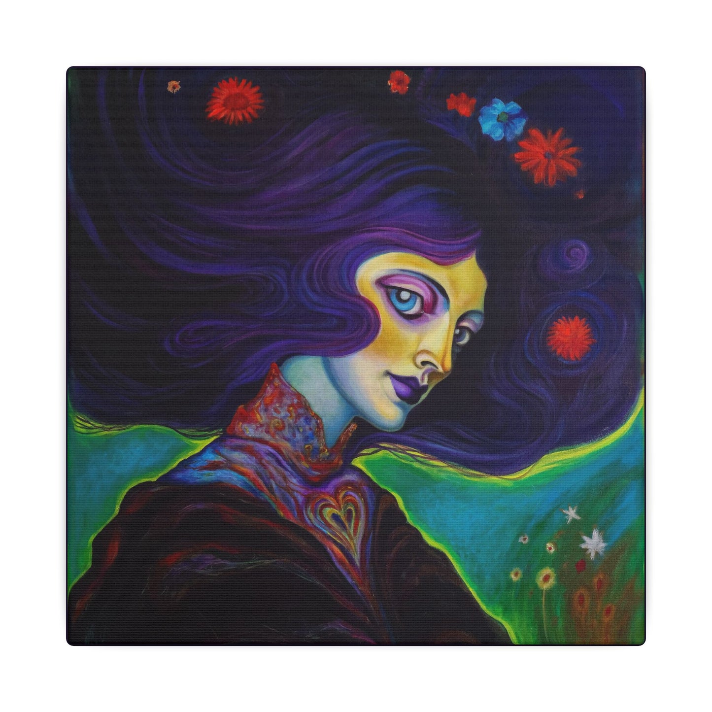Violet Stretched Square Canvas Print, Wrapped Wall Art with Hardware 0.75" depth