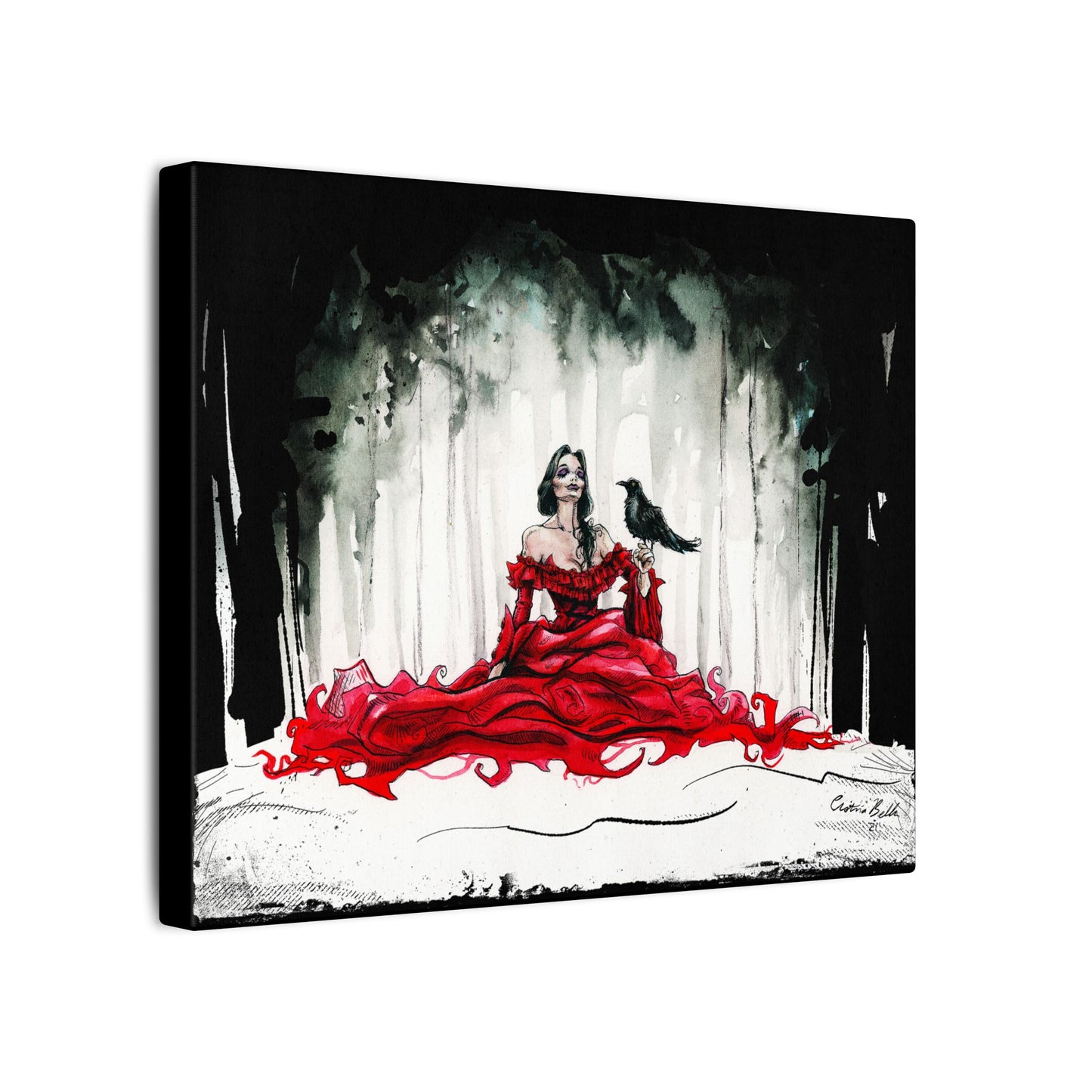 Raven Stretched 10x8 Canvas Print, Wrapped Wall Art with Hardware 0.75" depth