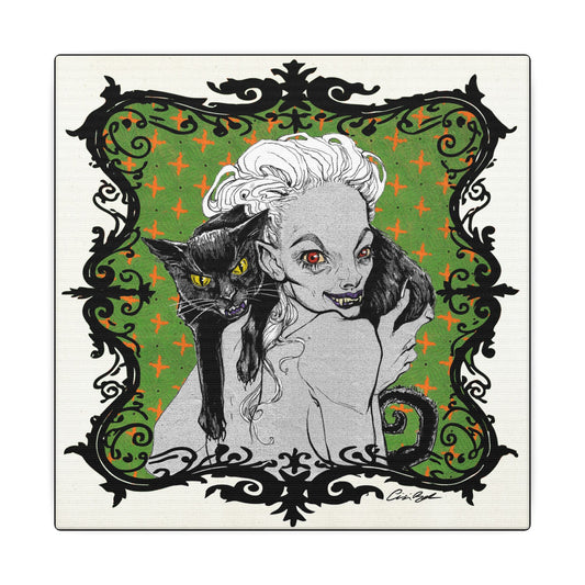 Familiar in Green Stretched Square Canvas Print, Wrapped Wall Art with Hardware 0.75" depth