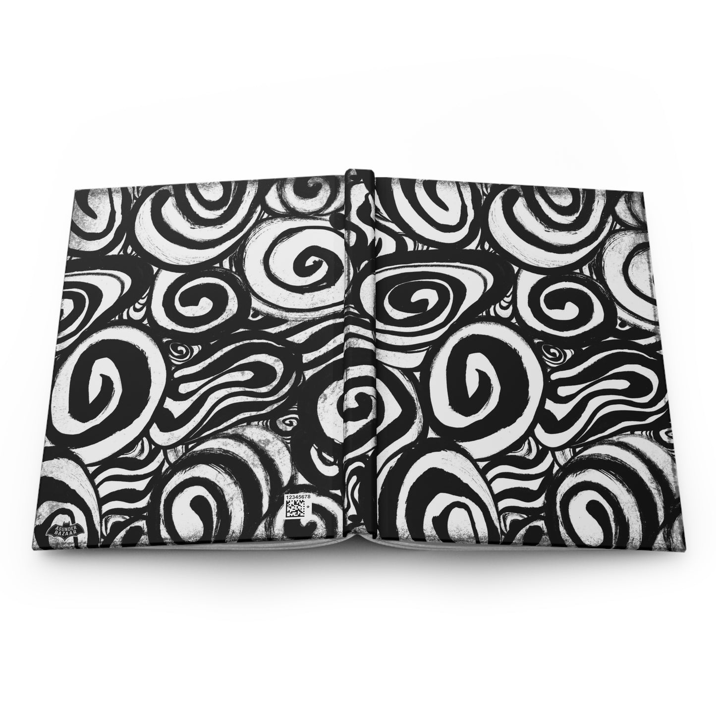 Black and White Inky Swirls Matte Hardcover Journal