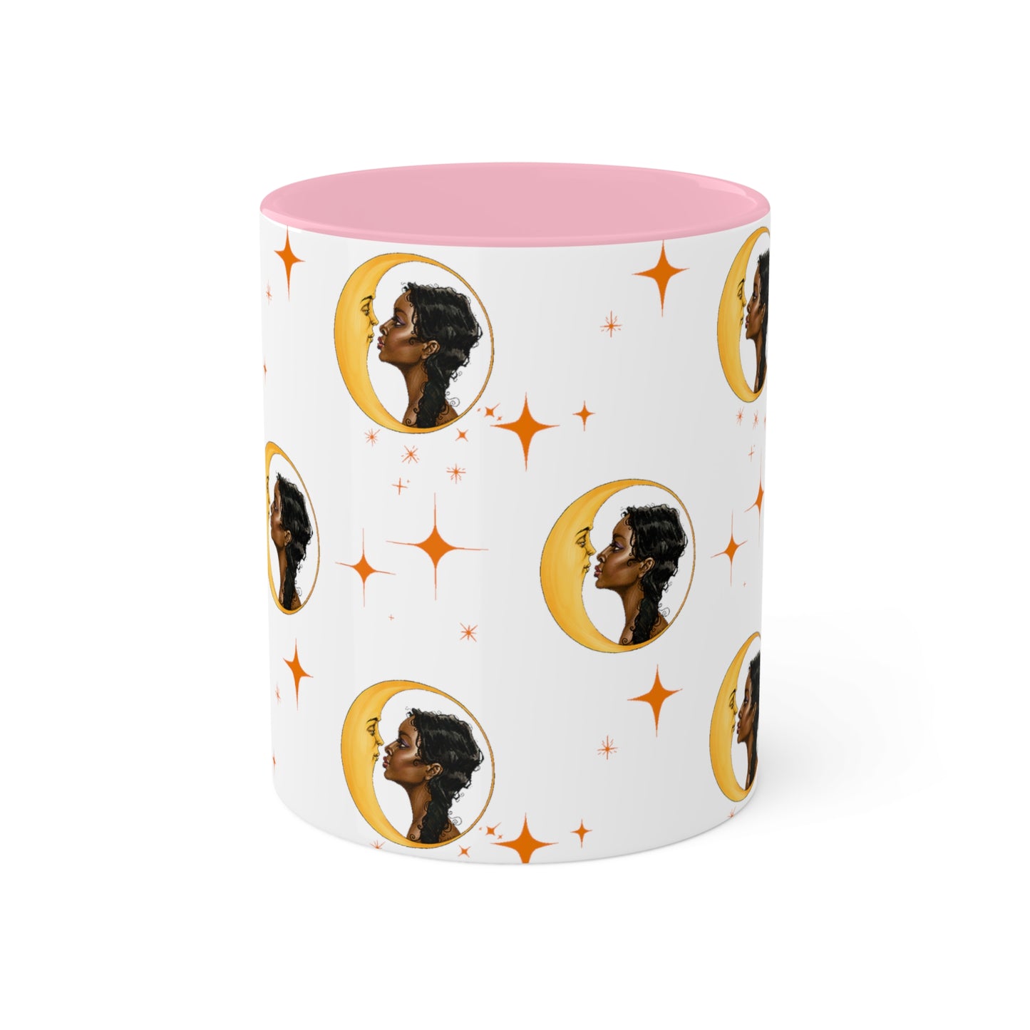 Moon Kiss with Orange Stars 11oz Ceramic Two-Tone Mug