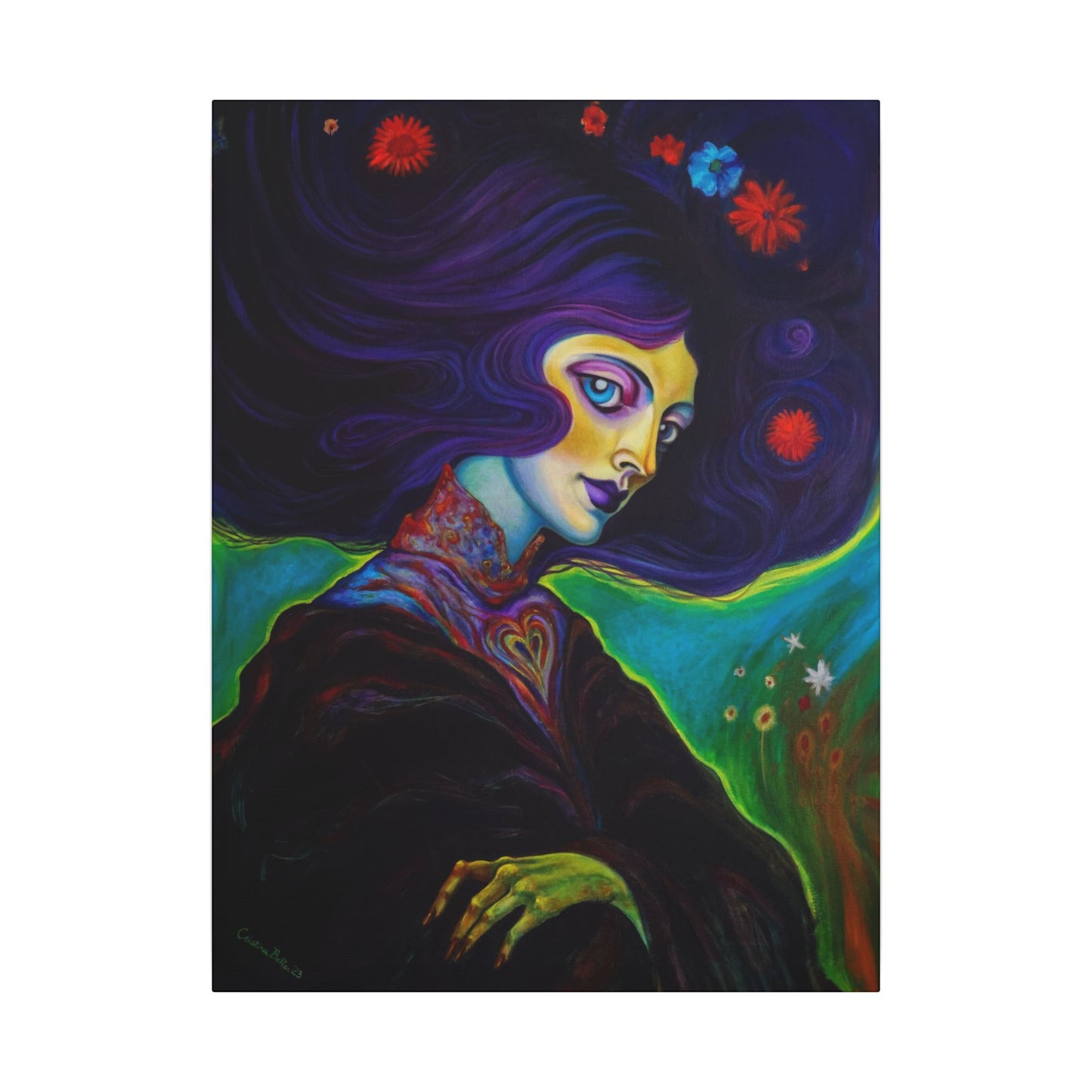 Violet Stretched Canvas Print, Wrapped Wall Art with Hardware 0.75" depth