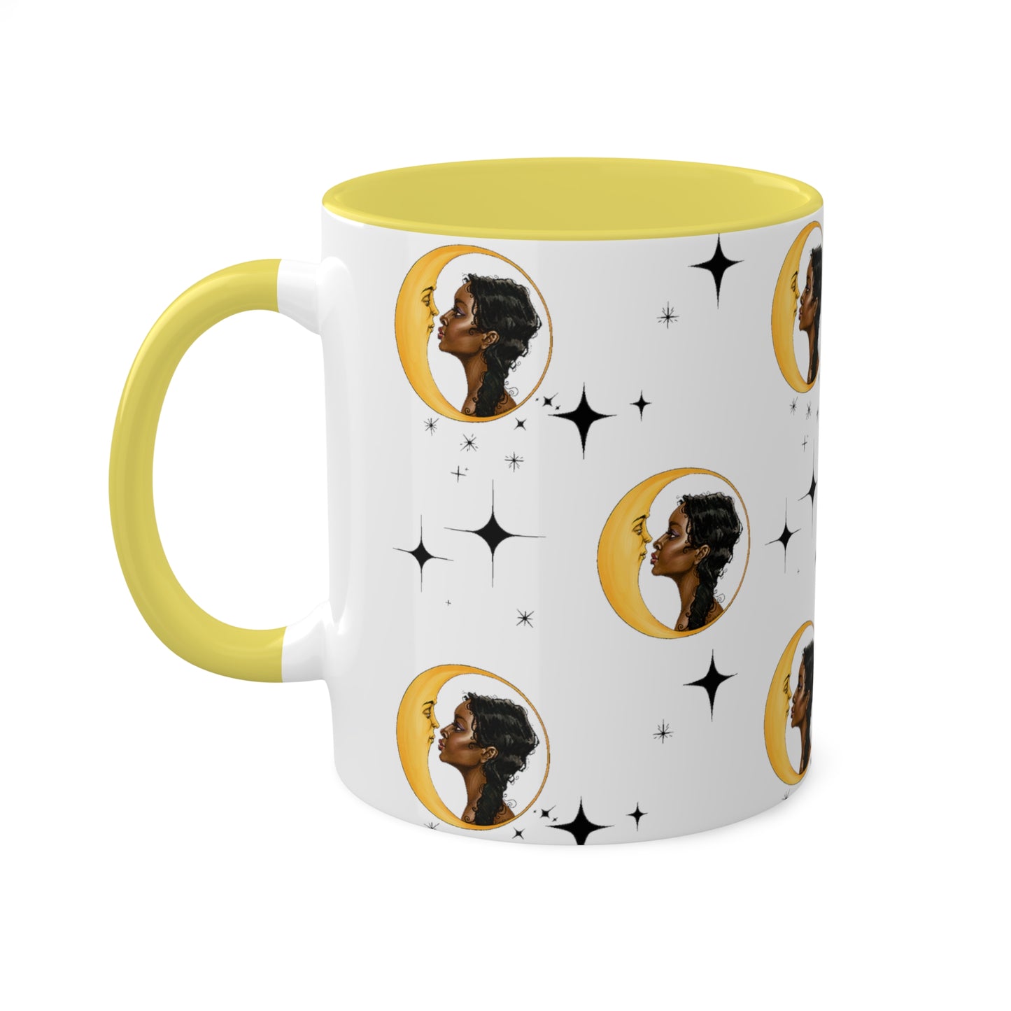 Moon Kiss with Black Stars 11oz Ceramic Two-Tone Mug