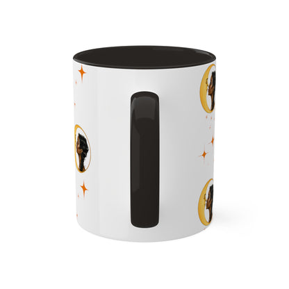 Moon Kiss with Orange Stars 11oz Ceramic Two-Tone Mug