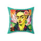 Frida Kahlo Illustrated Square Pillow