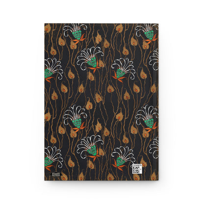 Abstract Art Deco Floral Wisps Matte Hardcover Journal