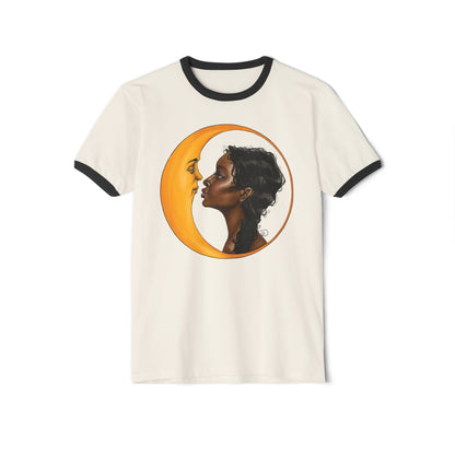 Unisex Moon Kiss Cotton Ringer T-Shirt