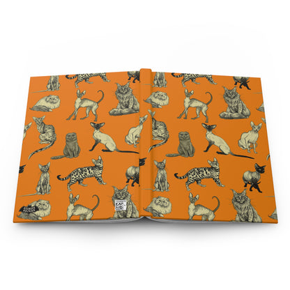 Illustrated Cat Breeds Matte Hardcover Journal - Orange