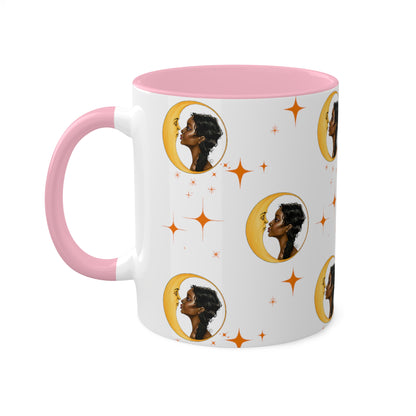 Moon Kiss with Orange Stars 11oz Ceramic Two-Tone Mug