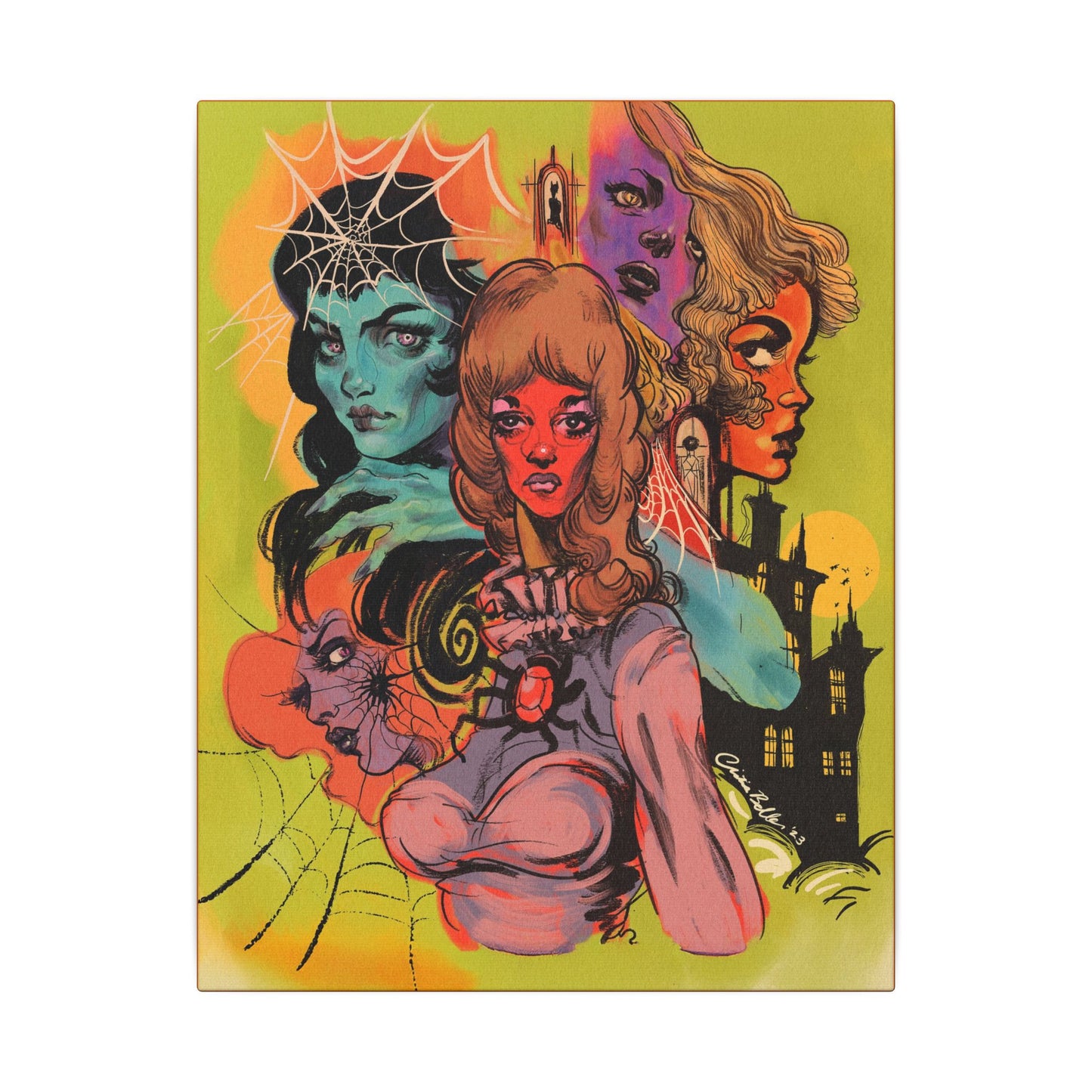 Women of Horror Canvas Print, Wrapped Wall Art with Hardware 0.75" depth