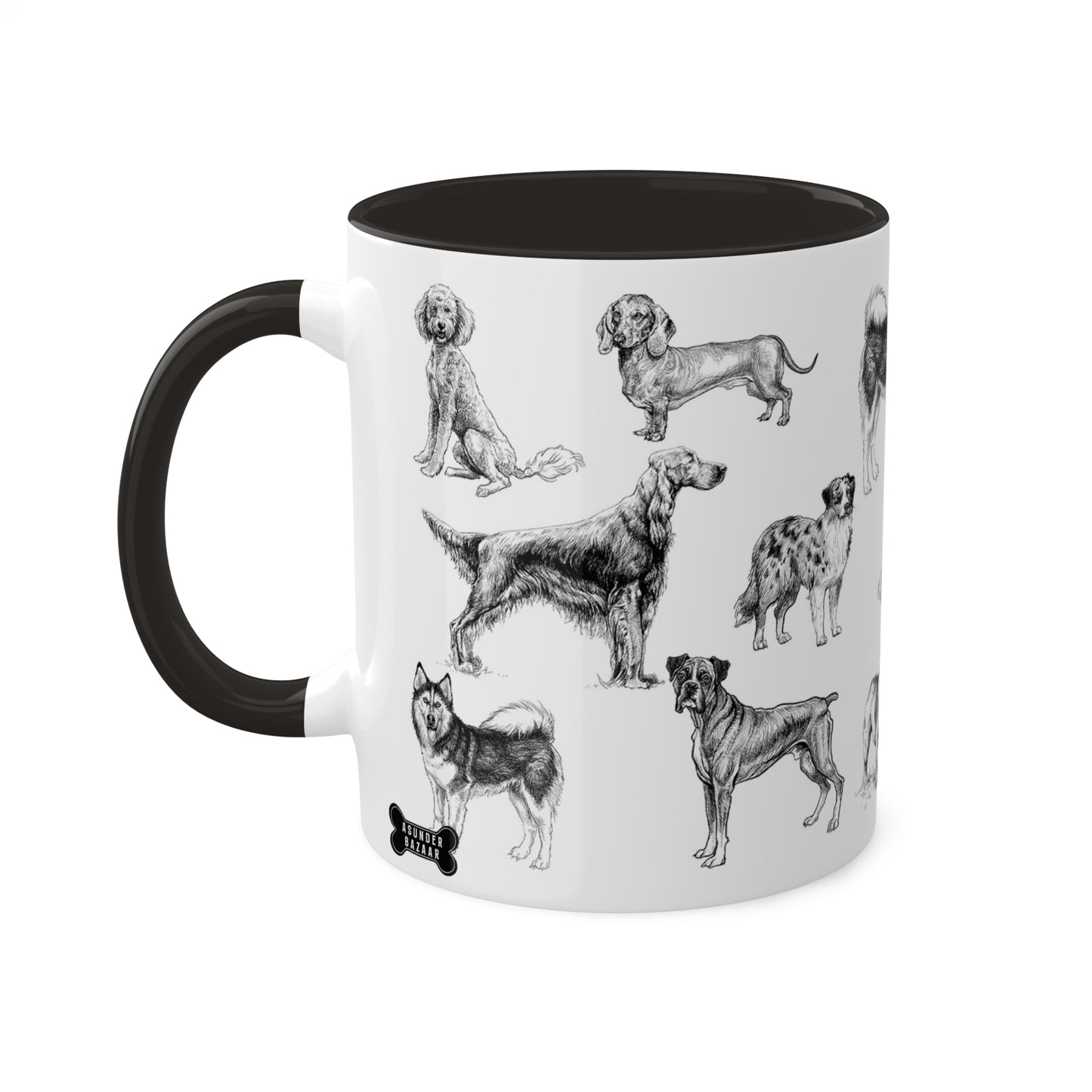 Illustrated Dog Breeds 11oz Ceramic Two-Tone Mug