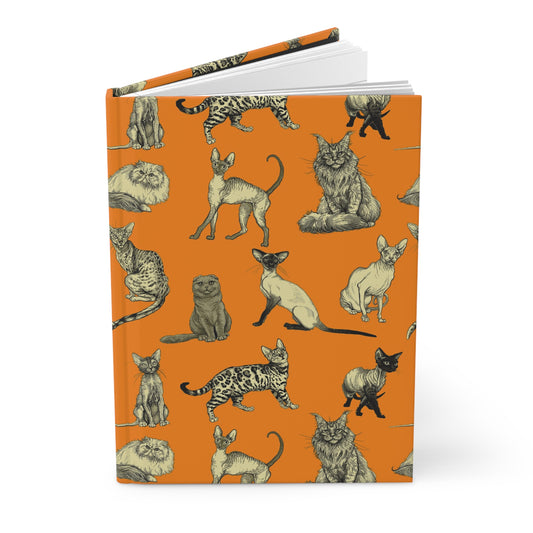 Illustrated Cat Breeds Matte Hardcover Journal - Orange