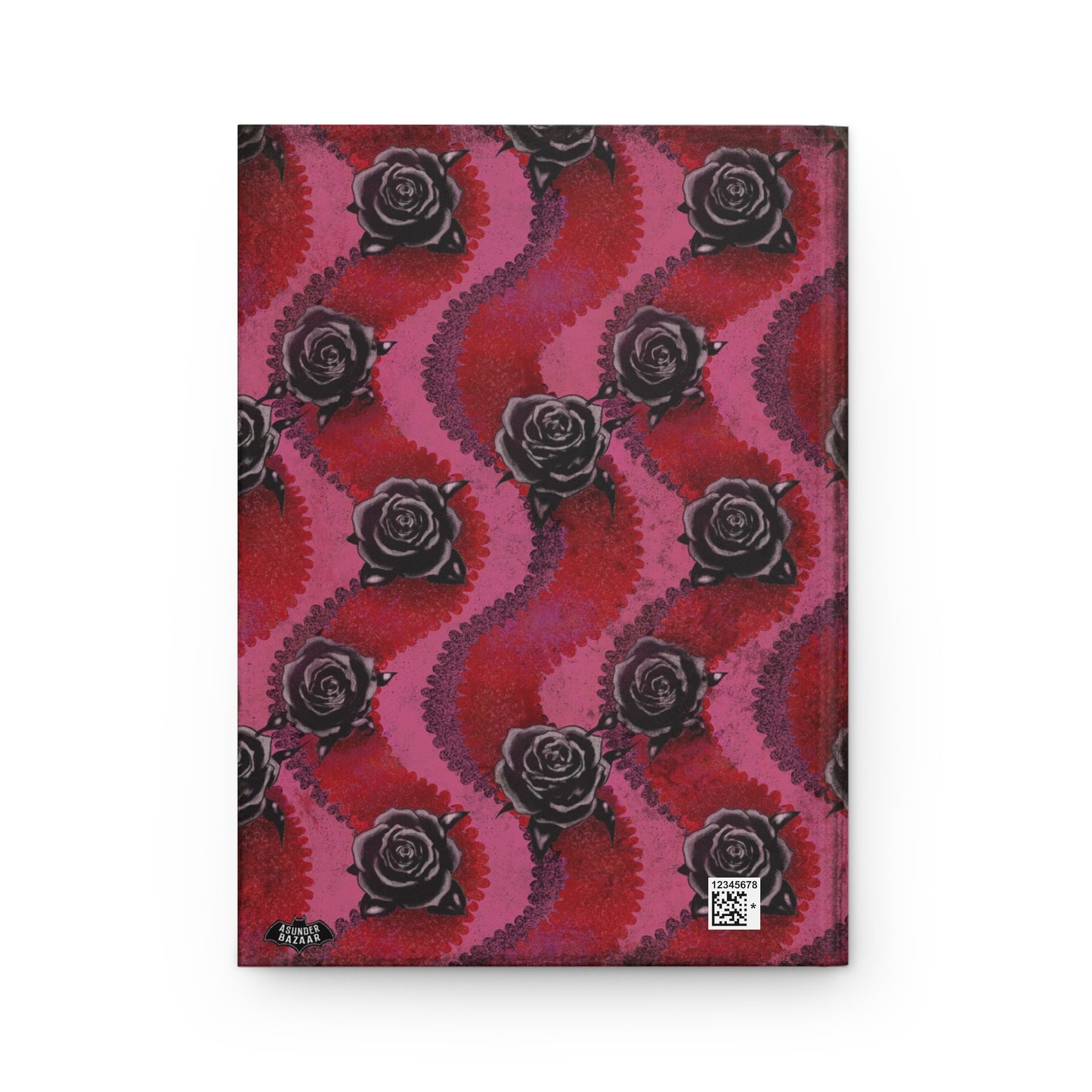 Grungy Swirly Rose Stripes Matte Hardcover Journal Red Pink