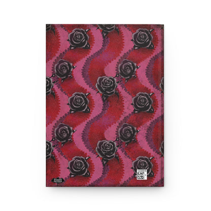 Grungy Swirly Rose Stripes Matte Hardcover Journal Red Pink