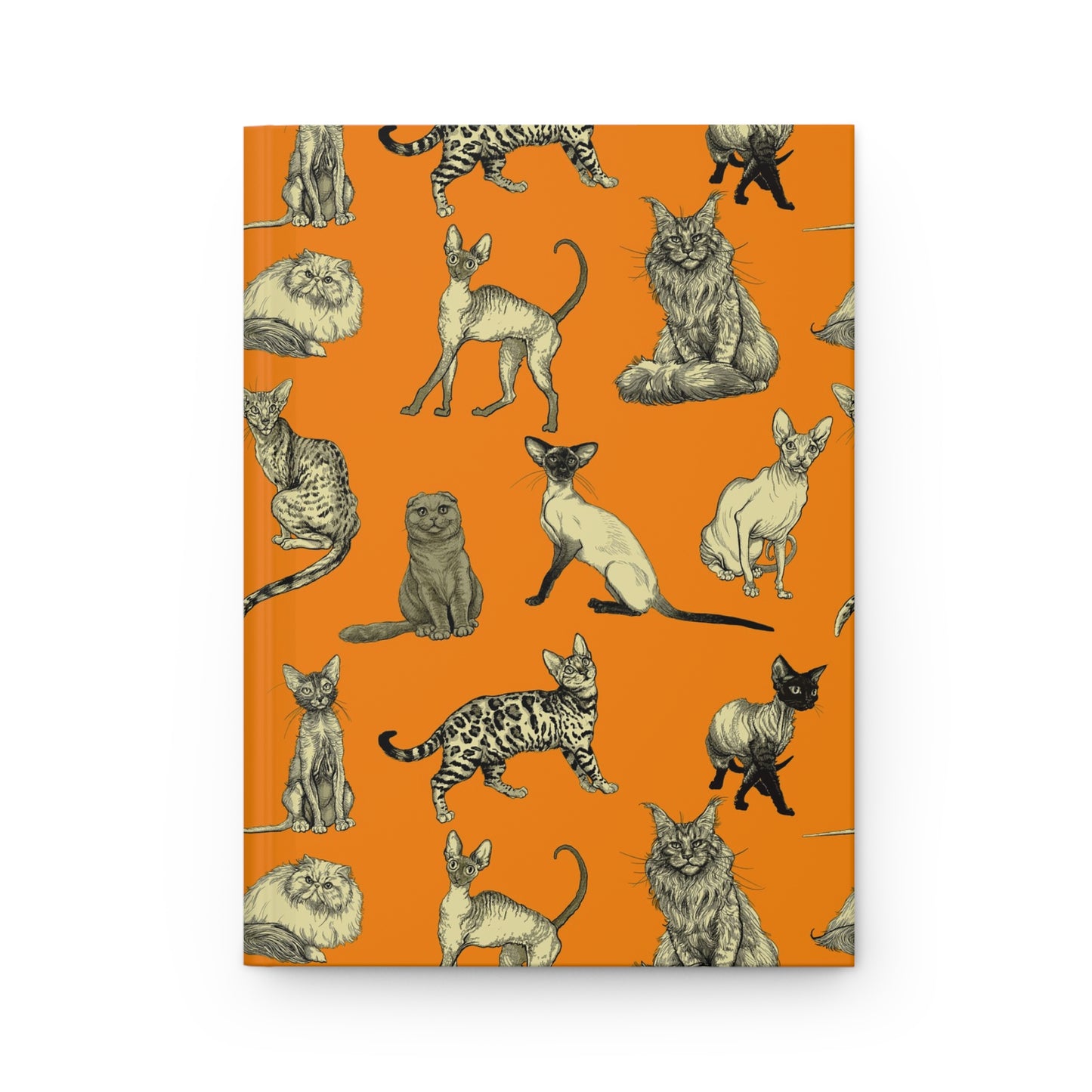 Illustrated Cat Breeds Matte Hardcover Journal - Orange