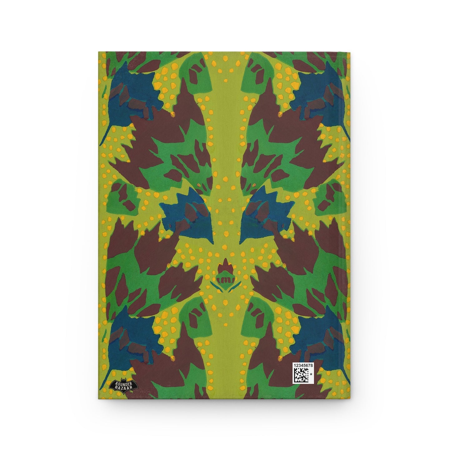 Green Art Deco Floral Matte Hardcover Journal Earthtone