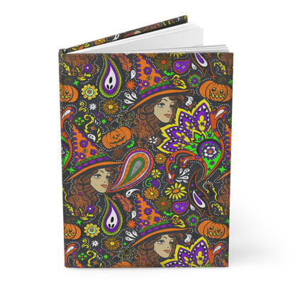 Groovy Witch Matte Hardcover Journal Halloween Paisley