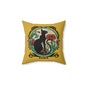 Chat Noir with Poppies on Yellow Square Pillow