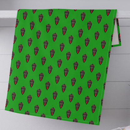 Green Krampus Cotton Twill Tea Towel 18x30 inches