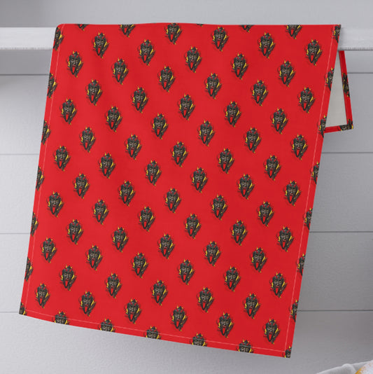 Red Krampus Cotton Twill Tea Towel 18x30 inches