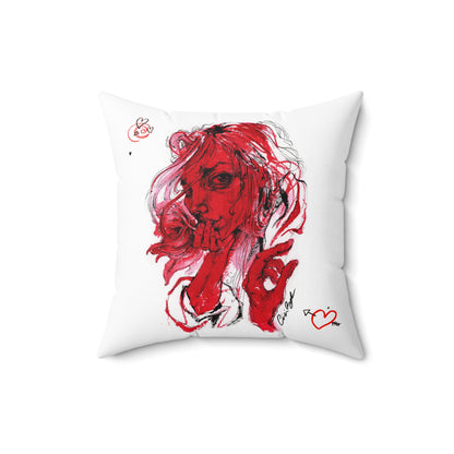 Red Illustration Square Pillow