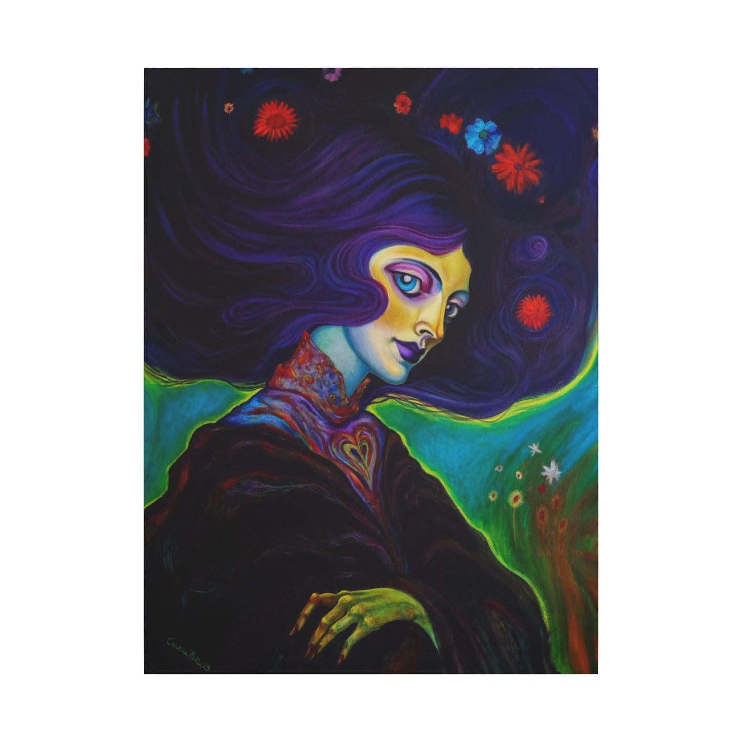 Violet Stretched Canvas Print, Wrapped Wall Art with Hardware 0.75" depth