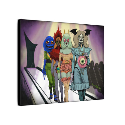 Monster Fashion Show Stretched Canvas Print, Wrapped Wall Art with Hardware 0.75" depth
