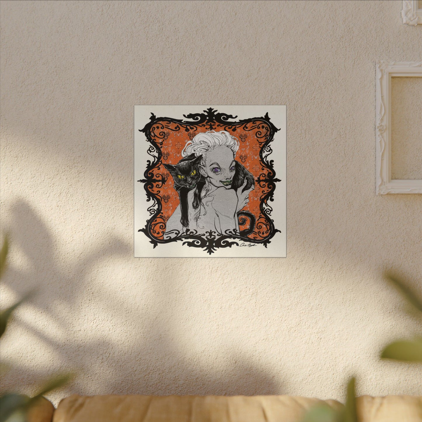 Familiar in Orange Stretched Square Canvas Print, Wrapped Wall Art with Hardware 0.75" depth