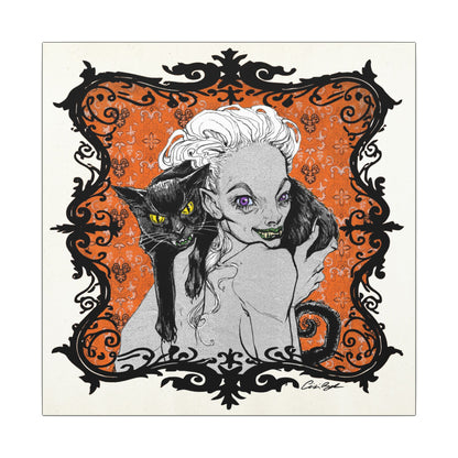 Familiar in Orange Stretched Square Canvas Print, Wrapped Wall Art with Hardware 0.75" depth