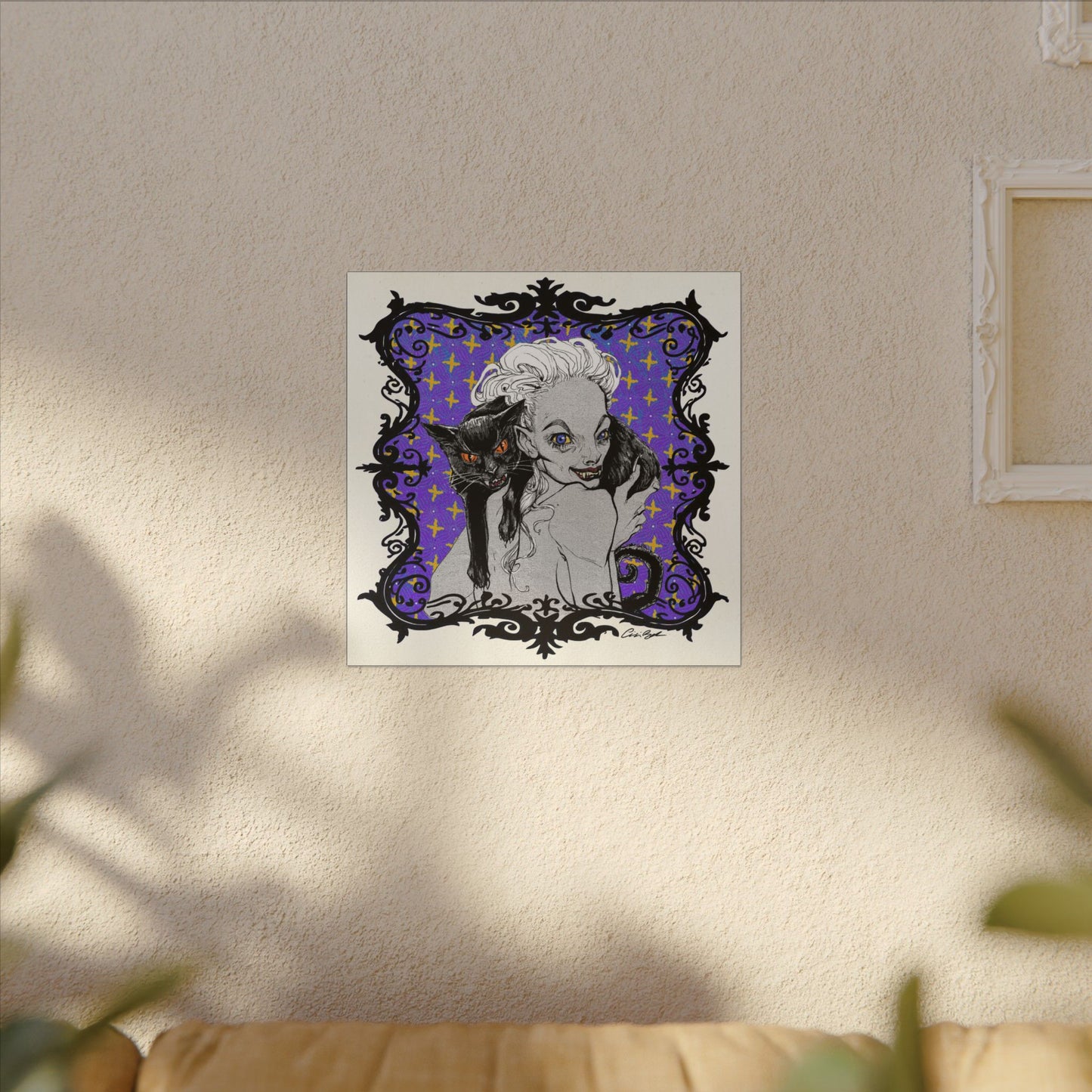Familiar in Purple Stretched Square Canvas Print, Wrapped Wall Art with Hardware 0.75" depth