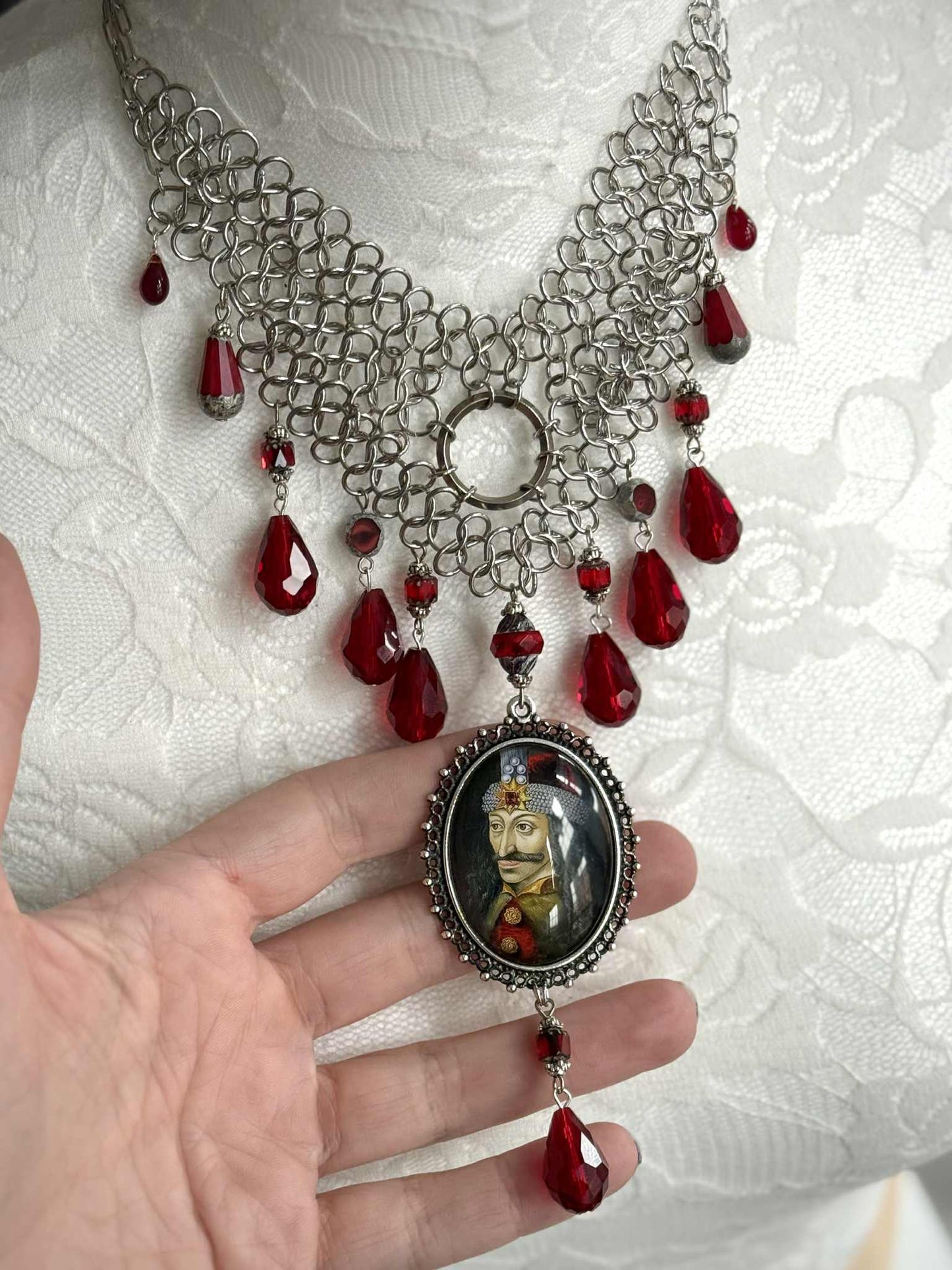 Vlad the Impaler Chainmail Style Statement Bib Necklace