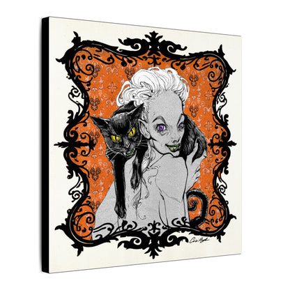 Familiar in Orange Stretched Square Canvas Print, Wrapped Wall Art with Hardware 0.75" depth