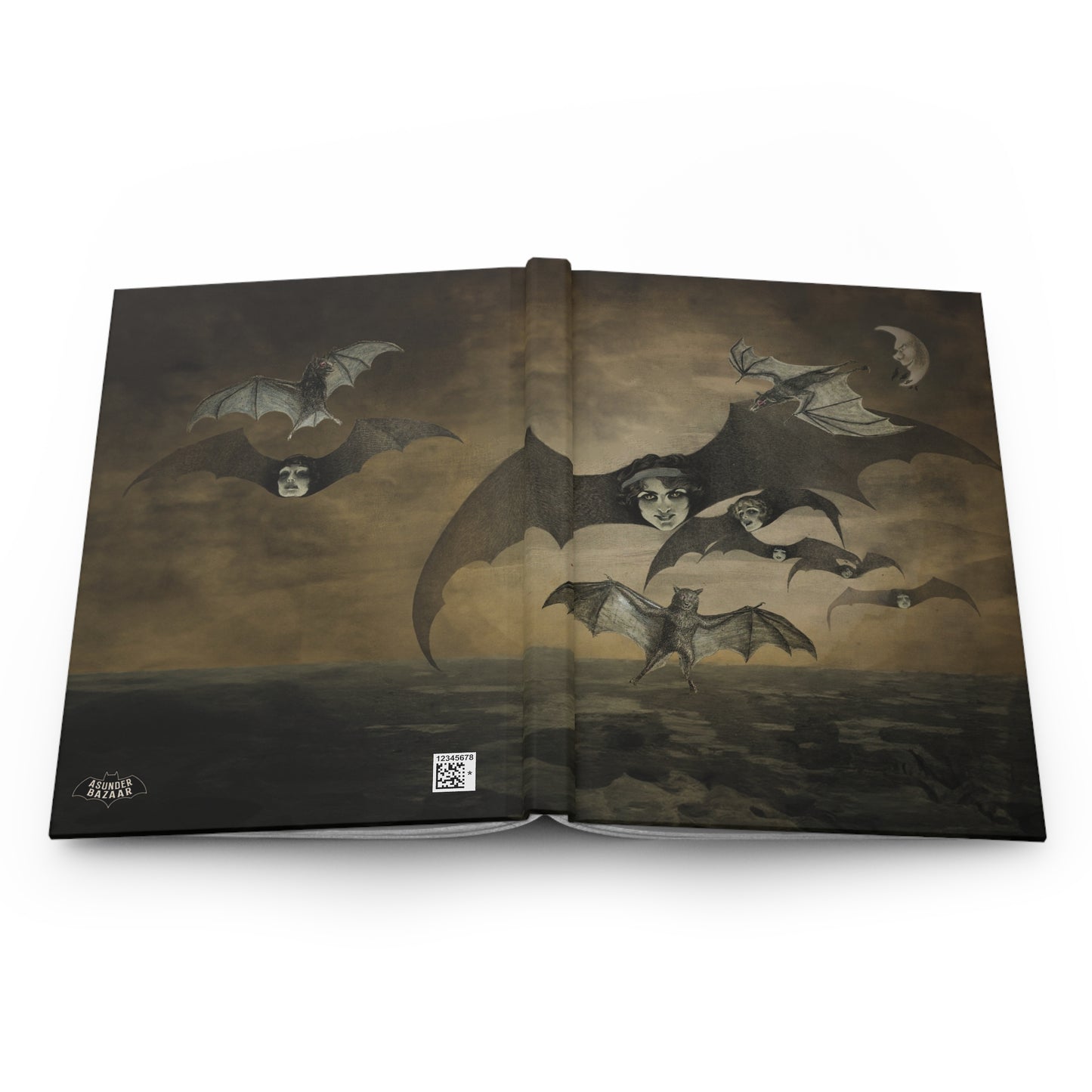 Moonlit Bat Ladies Collage Matte Hardcover Journal