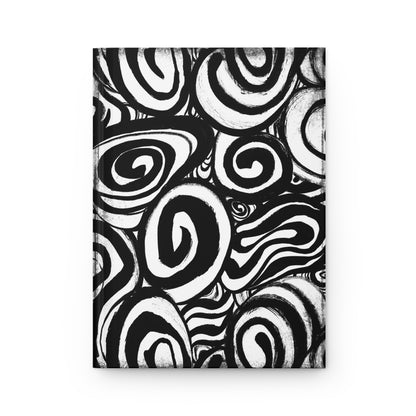 Black and White Inky Swirls Matte Hardcover Journal