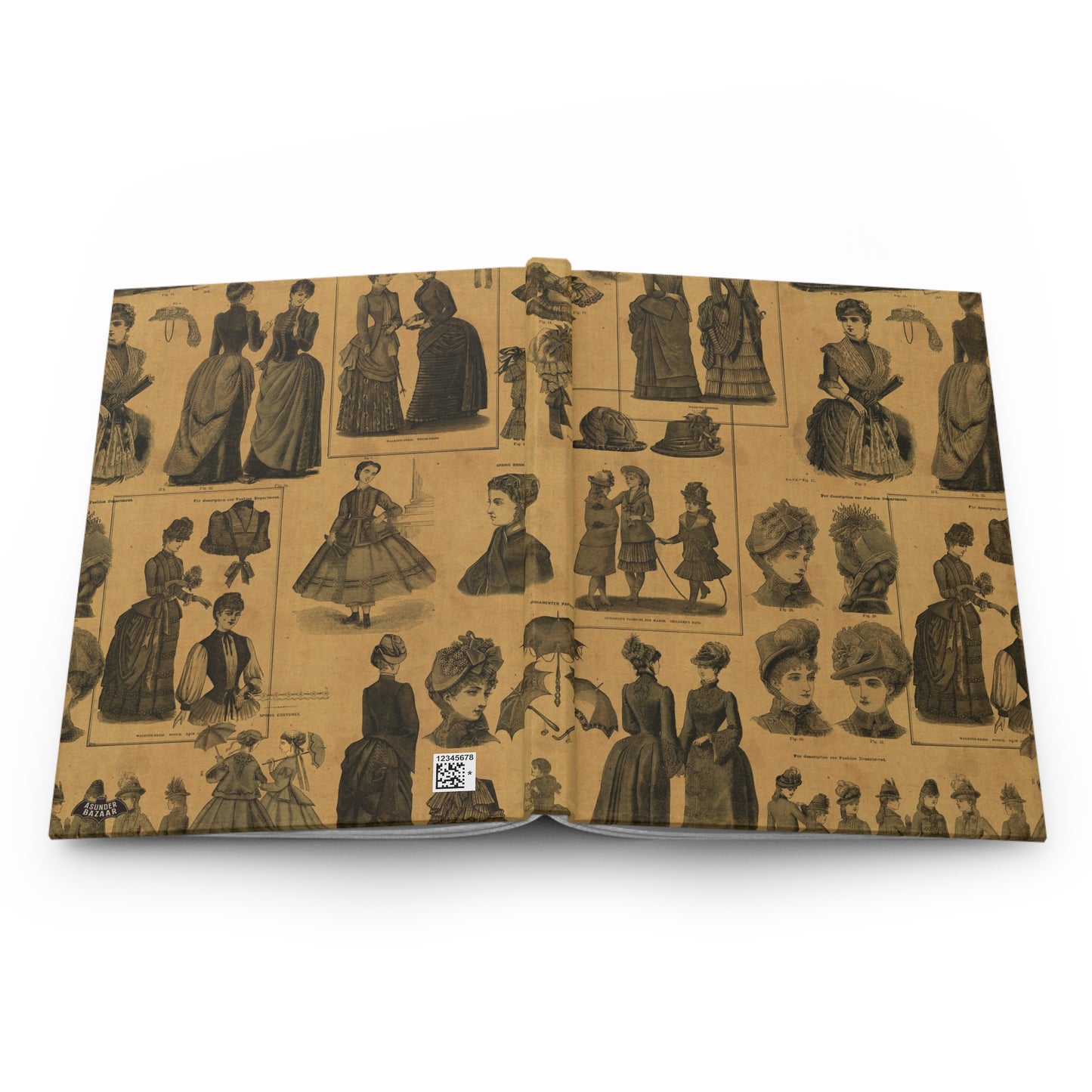 Sepia Fashion Victorian Ads Matte Hardcover Journal