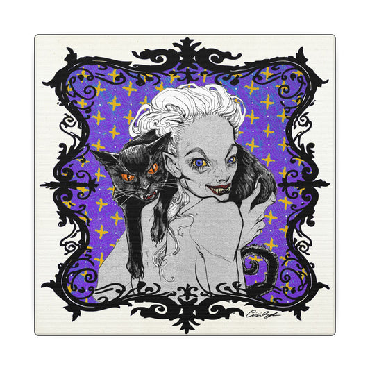 Familiar in Purple Stretched Square Canvas Print, Wrapped Wall Art with Hardware 0.75" depth