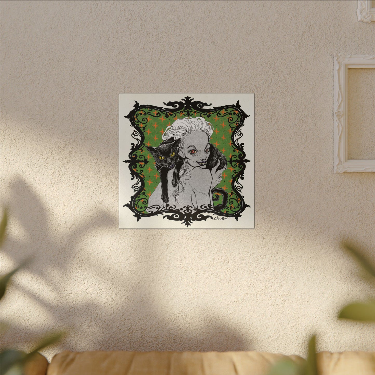 Familiar in Green Stretched Square Canvas Print, Wrapped Wall Art with Hardware 0.75" depth