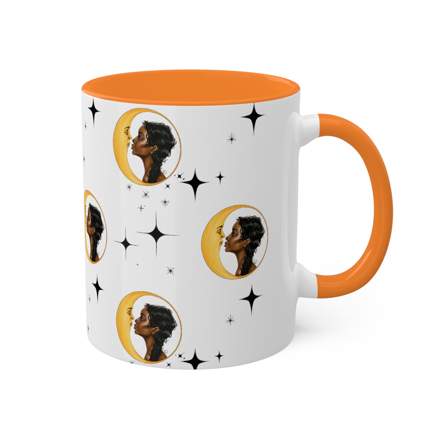 Moon Kiss with Black Stars 11oz Ceramic Two-Tone Mug