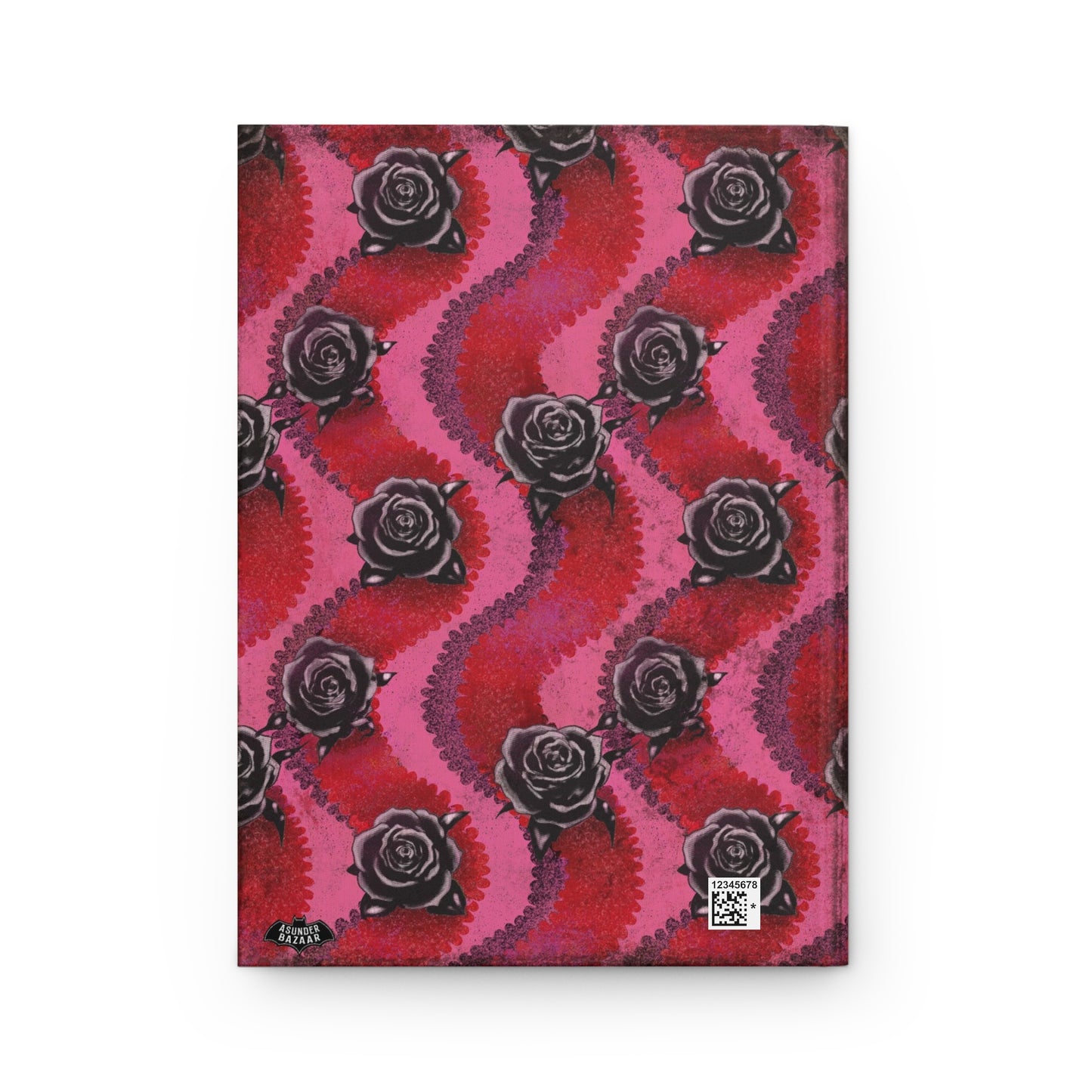 Grungy Swirly Rose Stripes Matte Hardcover Journal Red Pink