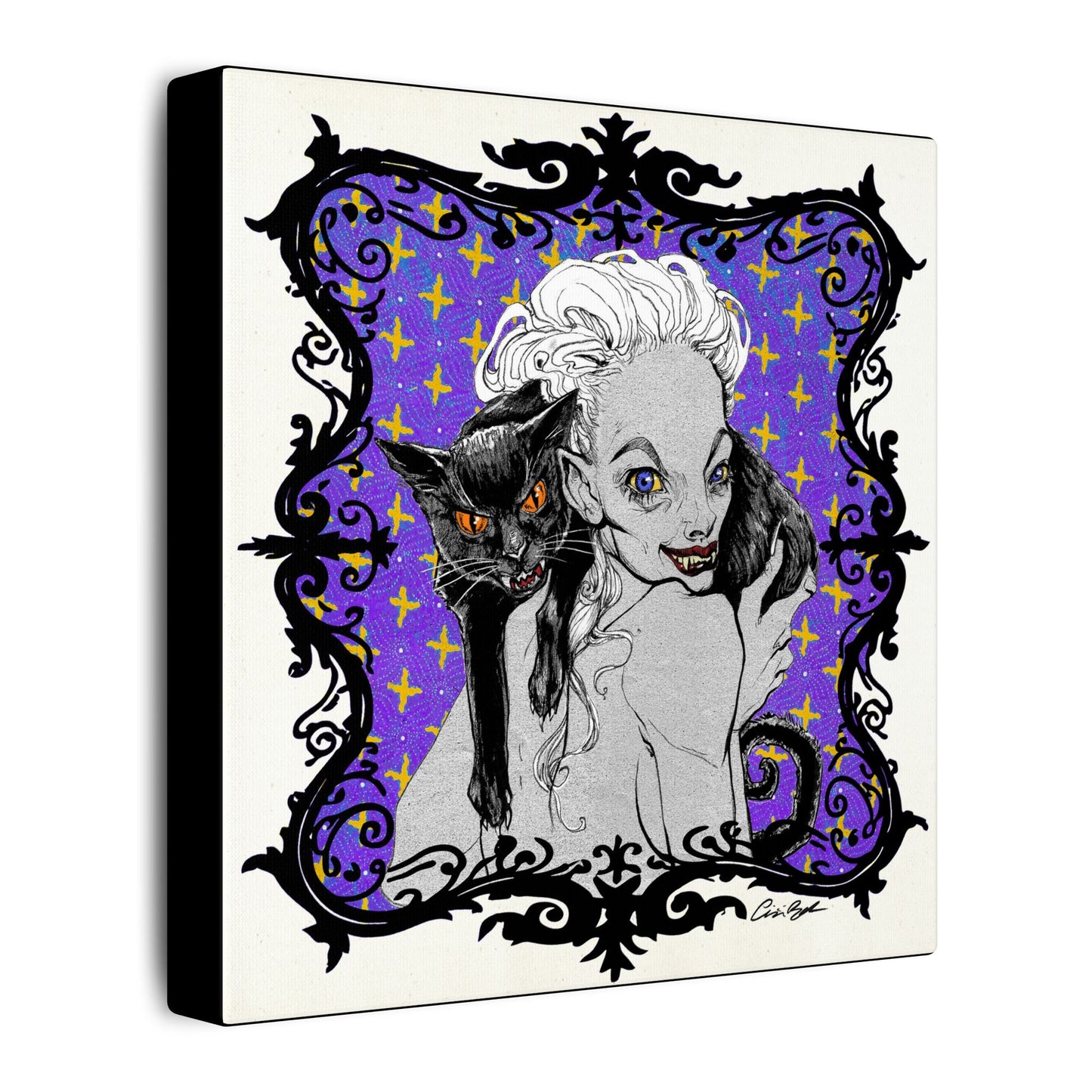 Familiar in Purple Stretched Square Canvas Print, Wrapped Wall Art with Hardware 0.75" depth