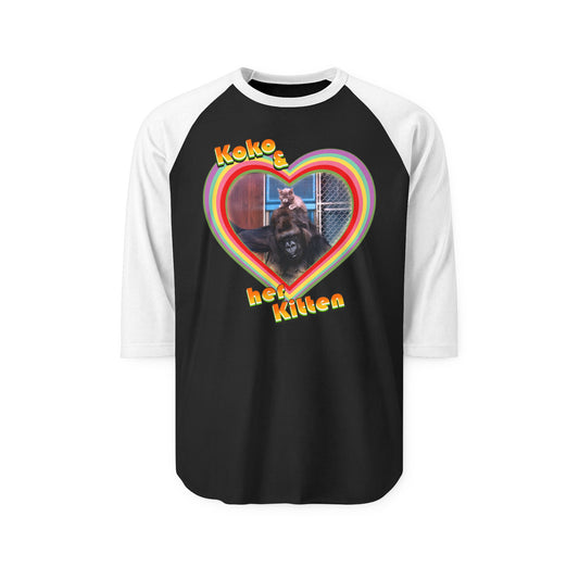 Koko and her Kitten Unisex Three-Quarter Sleeve Raglan Shirt