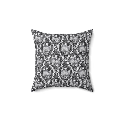 Haunted Manor Square Pillow Black and White