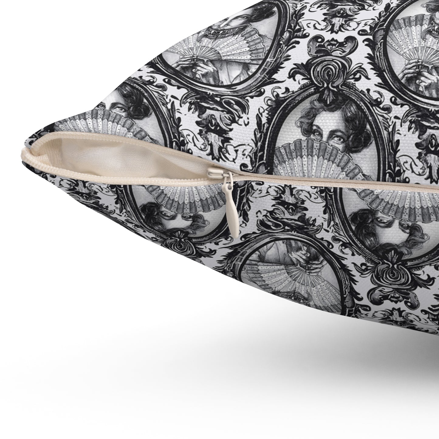 Haunted Manor Square Pillow Black and White