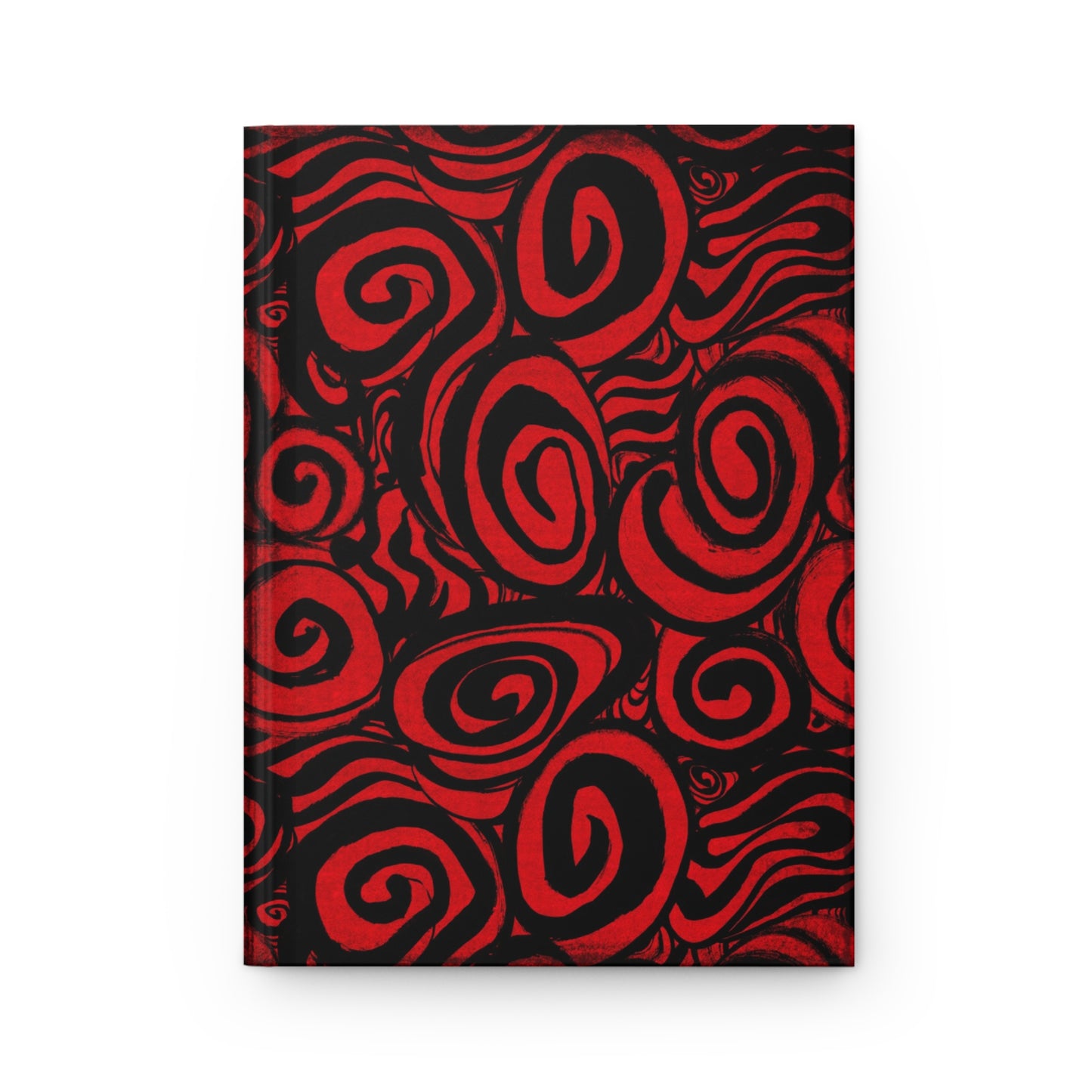 Red and Black Inky Swirls Matte Hardcover Journal
