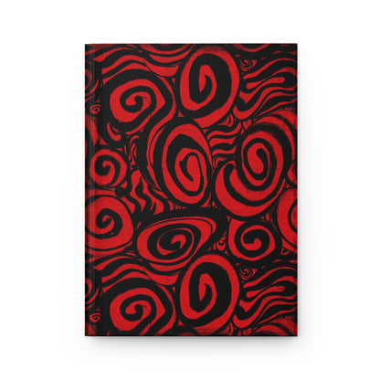Red and Black Inky Swirls Matte Hardcover Journal